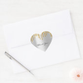 Sticker Cœur Merci Nom Mariage Silver Grey Gold Drivers (Enveloppe)