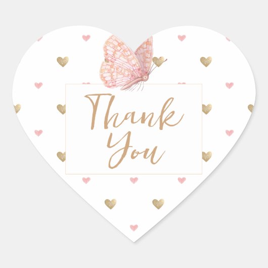 Sticker Cœur Merci papillon (Devant)