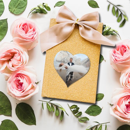 Sticker Cœur Merci photo Mariage moderne