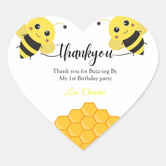 Sticker Cœur Merci pour Buzz - par anniversaire (Devant)