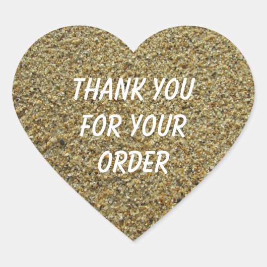 Sticker Cœur Merci pour votre commande Grains de plage de sable (Devant)