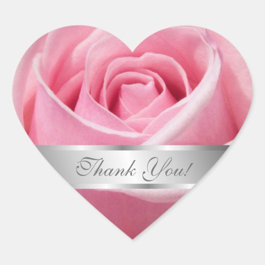 Sticker Cœur Merci rose Fleur rose Personnaliser (Devant)