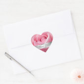 Sticker Cœur Merci rose Fleur rose Personnaliser (Enveloppe)