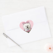 Sticker Cœur Merci - Tulipes roses - Bichon Frise (Enveloppe)