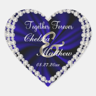 Sticker Cœur Mercredi Marine Blue Satin   Personnaliser