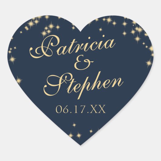 Sticker Cœur Midnight Stars Twinkle Mariage (Devant)