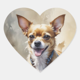 Sticker Cœur Mignon Chihuahua Heureux Animal de Compagnie Art