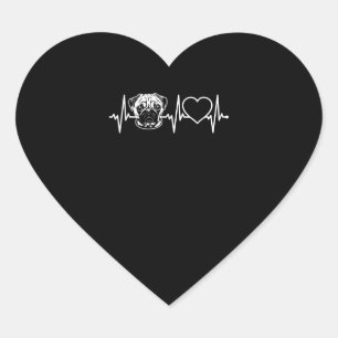 Sticker Cœur Mignonne Chien Carlin Heartbeat Beau Chien Carlin