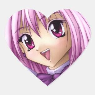 Sticker Cœur Mignonne fille Anime