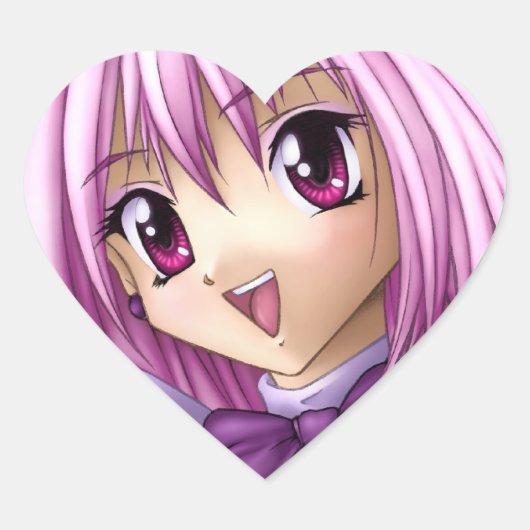 Sticker Cœur Mignonne fille Anime (Devant)