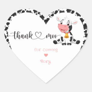 Sticker Cœur Mignonne Fille de Vache Funny Bébé rose Premier an