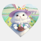 Sticker Cœur Mignonne lapin de Pâques 01 (Devant)