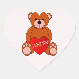 Sticker Cœur Mignonne Ours Avec Coeur Je T'Aime Valentine