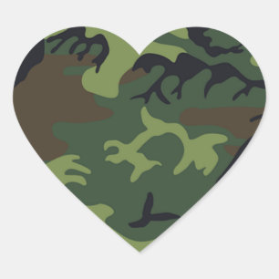 Sticker Cœur Militaires bruns noirs verts de camouflage de camo