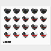 Sticker Cœur Mince Red Line drapeau américain noir et blanc (Feuille)
