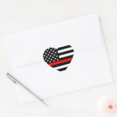 Sticker Cœur Mince Red Line drapeau américain noir et blanc (Enveloppe)
