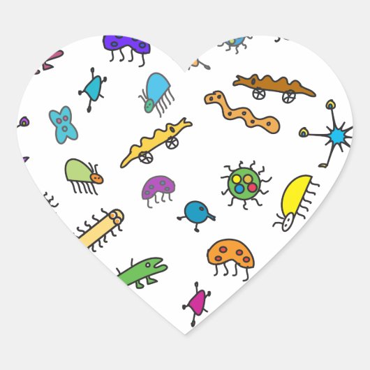 Sticker Cœur Mini Bugs et Mini Bestioles (Devant)