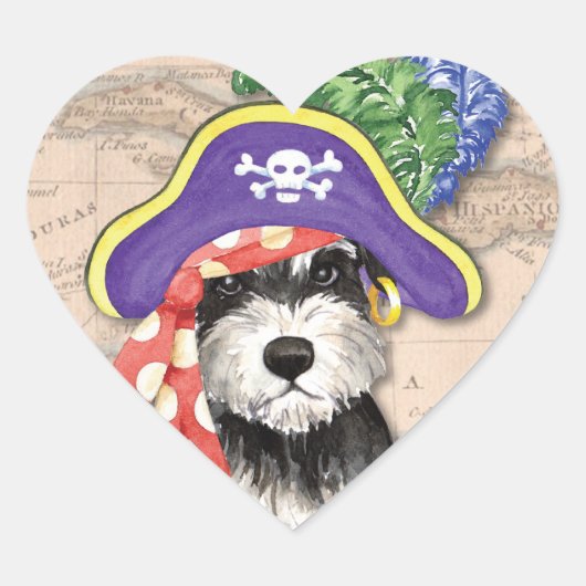 Sticker Cœur Miniature Schnauzer Pirate (Devant)