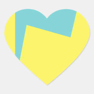 Sticker Cœur Minimalisme Art Abstrait Bleu Blanc