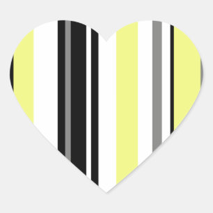 Sticker Cœur Minimalisme Jaunes Bandes Noires
