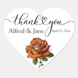 Sticker Cœur Minimaliste Boho Rose Élégant Mariage Remerciement