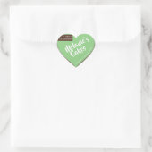 Sticker Cœur Mint Green Dark Brown Custom Bakery Emballage de g (Sac)