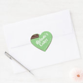 Sticker Cœur Mint Green Dark Brown Custom Bakery Emballage de g (Enveloppe)