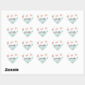 Sticker Cœur Mint Ombre Papillons rose Aquarelle (Feuille)