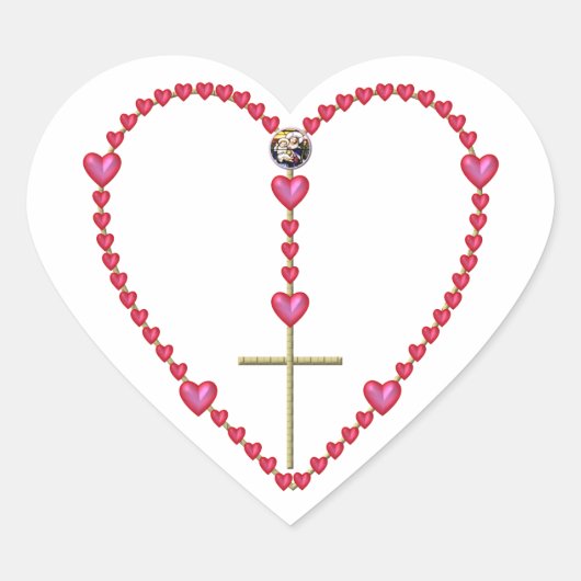 Sticker Cœur Minuscule coeur Rosaire (Devant)