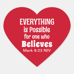 Sticker Cœur Miracle Bible Verse Christian Faith Red