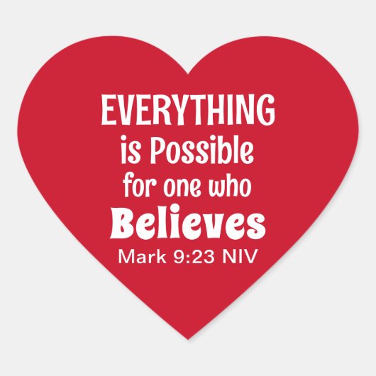 Sticker Cœur Miracle Bible Verse Christian Faith Red (Devant)