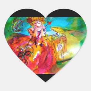 Sticker Cœur MIRANDOLINA, rose, jaune fuchsia