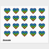 Sticker Cœur Miroir à damiers arc-en-ciel multicolore (Feuille)