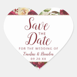 Sticker Cœur Mistletoe Manor aquarelle hiver Enregistrer la dat