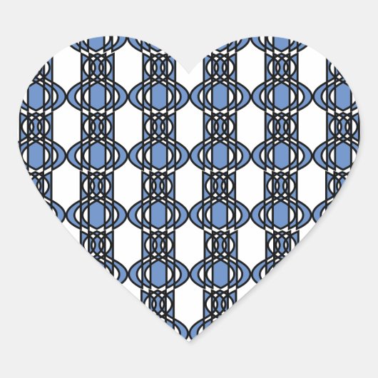 Sticker Cœur Mod Retro Blue Abstrait Scarab Motif (Devant)