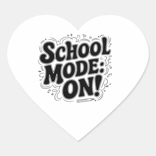 Sticker Cœur Mode école : ON ! , Conception Vintage (Devant)