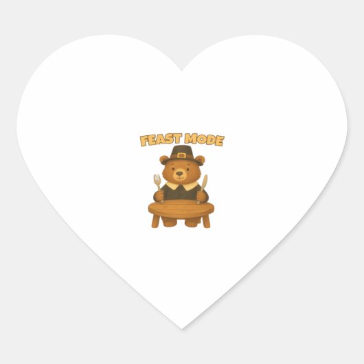 Sticker Cœur Mode fête Thankgiving Turquie - mignon pèlerin Tur (Devant)