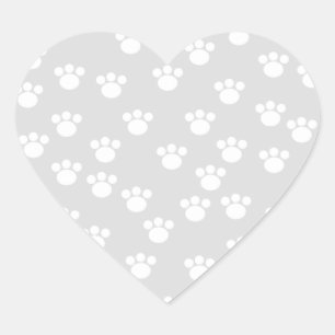 Sticker Cœur Modèle blanc et gris-clair d'empreinte de patte