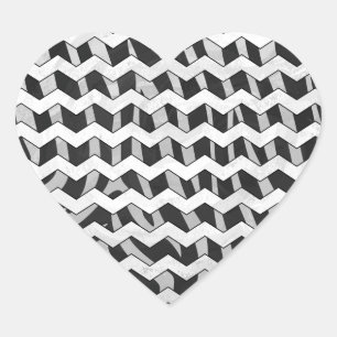 Sticker Cœur Modèle Chevron noir et gris Zebra