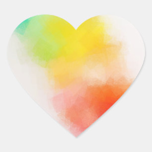 Sticker Cœur Modèle d'art Abstrait jaune rose rouge