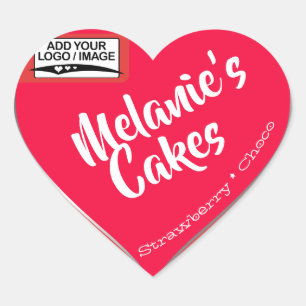 Sticker Cœur Modèle de logo Peach Peach Cake Packo rose