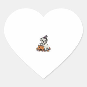 Sticker Cœur Modèle de pumpkin bulldog Halloween gravé vintage_