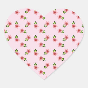 Sticker Cœur Modèle floral assez rose romantique