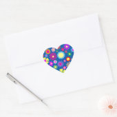 Sticker Cœur Modèle floral coloré (Enveloppe)