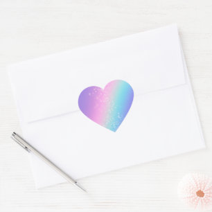 Sticker Cœur Modèle vierge aux étoiles Bokeh, logo de texte DIY