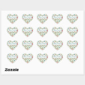 Sticker Cœur Modèles de Noël Verts et Rouges - (Feuille)