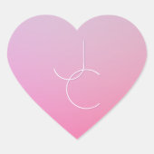 Sticker Cœur Modern 2 Overlapping Initials | Pink Ombre (Devant)