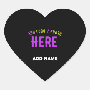 STICKER CŒUR MODERNE ET MODERNE PERSONNALISABLE NOIR VÉRIFIÉ
