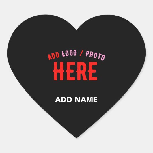 STICKER CŒUR MODERNE ET MODERNE PERSONNALISABLE NOIR VÉRIFIÉ (Devant)