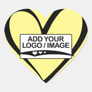 Sticker Cœur Moderne Pastel Calligraphie Jaune Coeur Couvercle